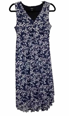 Vestido midi elástico micro floral mediano azul marino Simply Vera Wang para mujer Foto 1 de 4