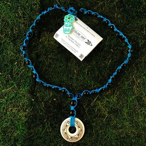 HOTI Hemp Handmade Celtic Nehalennia Dolphins Annulus Beaded Turquoise Necklace - Bild 1 von 5