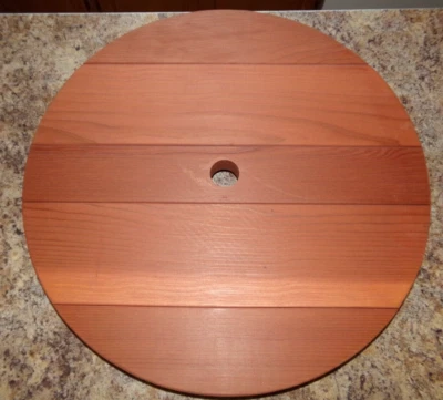 Vintage Picnic Table looking Lazy Susan Tray Wooden Turntable Round NOS - Image 1 of 4