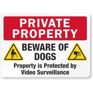 Beware Of Dog Warning Aluminum Weatherproof 8" x 12" Sign - Picture 1 of 1