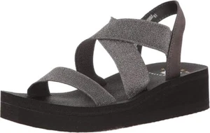 Sandalia de cuña para mujer Yellow Box con tiras de peltre punta abierta NUEVA 6,5 - Imagen 1 de 8