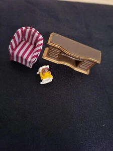1/48 Scale Dollhouse Miniatures Chaise, Chair, Desk/Mantel, Cradle And Tree - Picture 1 of 5