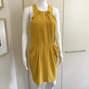 Bianca Spender Size 8 Mustard Yellow Silk Dress/Lined/Pockets/Eco Dry-Cleaned - Picture 1 of 9