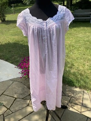 Camisón Eileen West M rosa liso algodón modal ropa de dormir de lujo Foto 1 de 4
