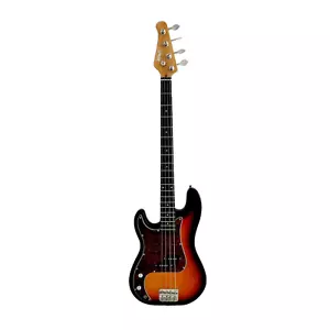Left Handed Haze PB172BSLH Basswood Sunburst Electric Bass Guitar - Picture 1 of 15