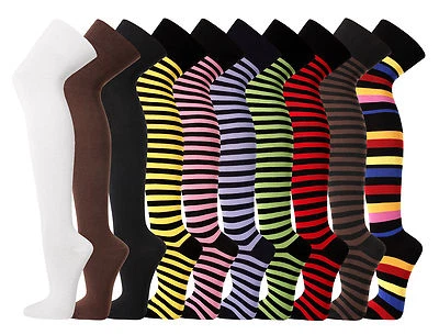 1 Paar bunte Overknees Strümpfe Überkniestrümpfe für Damen mit Antiloch-Garantie - Bild 1 von 4