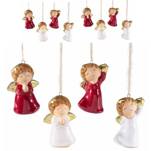 8 Decorazioni Natalizie da Appendere a Forma di Angeli in ceramica Dipinta - Foto 1 di 3