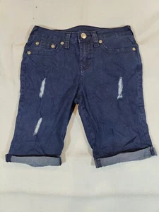 True Religion Shorts Kids 16 Geno Relaxed Bermuda Cuffed Distressed World Tour D - Picture 1 of 9