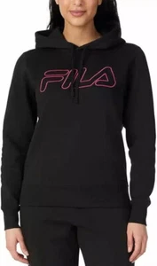 Fila Women's Fleece Pullover Logo Hoodie (L) Black - Picture 1 of 3