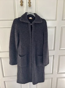 Vintage J Crew Alpaca Blend Longline Duster Cardigan/Coat Gray Hook Closure Lg - Picture 1 of 5