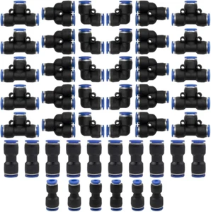 46-teiliges 4 mm Pneumatik Quick Push in Connect Luftschlauch Fitting Kit (4 mm gerade/el - Bild 1 von 12