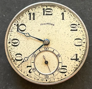 Antique 1923 Illinois Master 405 Pocket Watch Movement Running Ticks 12s 17j USA - Picture 1 of 4