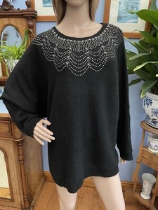 BNWT Monsoon Black Oversize Jumper With Diamante Detail Size XL - Picture 1 of 8