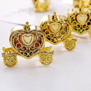 12 GOLD 4" long Mini Heart Carriage Favor Holders Wedding Party Home Supplies - Picture 1 of 8