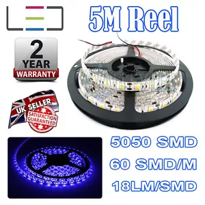 TIRA DE LUZ LED AZUL 5M 12V 5050 300SMD 18LM/SMD 60SMD/m BRILLANTE IP65 IMPERMEABLE - Imagen 1 de 11