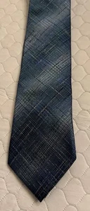 Bruno Piattelli Silk Tie Hand Made Turquoise Blue Beige Criss Cross 3.25” X 60” - Picture 1 of 3