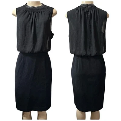 Vestido Vaina Coldwater Creek Negro Bordado Escote Superpuesto Transparente Talla 10 Foto 1 de 4