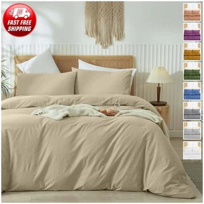 3 Piece Duvet Cover set Soft Button Closure Breathable Quilt Cover Bedding Sets - Image 1 of 4