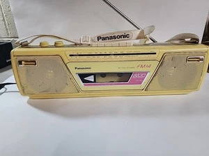 Vintage Panasonic Boombox Cassette AM/FM Radio RX-FM14 Yellow w/ Cord & Strap - Picture 1 of 19