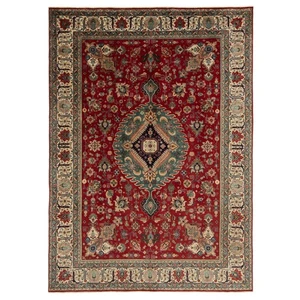 Tabriz 327x233 cm Handgeknüpfter Perserteppich Orient Wolle Carpet Rug Rot - Picture 1 of 16