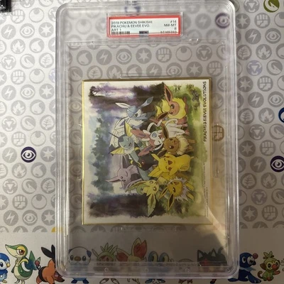 2019 POKEMON SHIKISHI ART 1 #14 PIKACHU & EEVEE EVOLUTIONS PSA 9 - Image 1 of 2