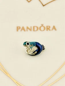 New 100% Genuine Authentic Pandora Silver Metallic Blue Gecko Charm 792701C01 - Picture 1 of 5
