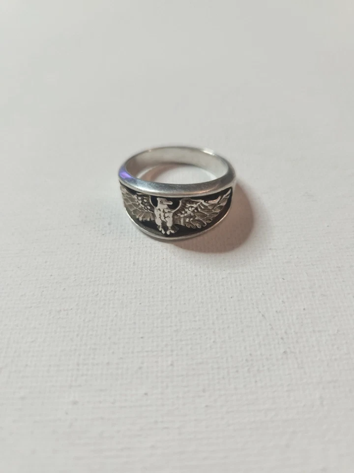Ted Ott Vintage STERLING SILVER NAVAJO EAGLE BAND RING Size 11.5 - Image 1 of 4