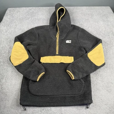Chaqueta North Face Para Hombre Pequeña Negra Amarilla Polar 1/4 Cremallera Pullover Suéter ^ Foto 1 de 4