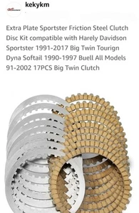 Extra Plate Sportster Friction Steel Clutch Kit Fit For 1991-2017 Harley Spor... - Bild 1 von 7