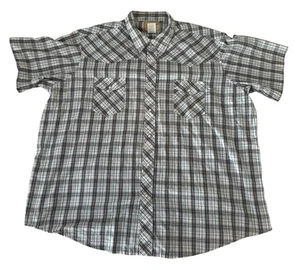 Wrangler 3XL Herren Blau Baumwollmischung Knopfleiste Hemd Western Pearl Druckknopf - Bild 1 von 3