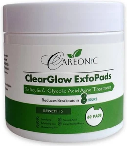 Careonic-Clear Glow Exfopads Salicylic Glycolic Acid Acne Treatment-60 pads - Picture 1 of 2