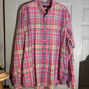 Polo Ralph Lauren Plaid Button-Down Oxford Shirt  Pink Blue Multi XXL. - Picture 1 of 8