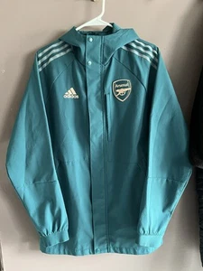 ARSENAL 2020/2021 EUROPEAN TRAVEL JACKET TOP GUNNERS GREEN ADIDAS MENS L - Picture 1 of 17
