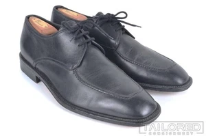 A.TESTONI Solid Black Leather Mens Moc Toe Oxford Dress Shoes - 10 M - Picture 1 of 10