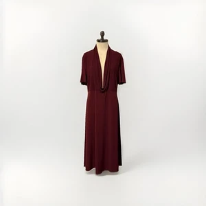 Vestido Lane Bryant Talla 16 Vino Tinto Borgoña Cuello Profundo - Imagen 1 de 3