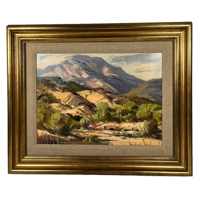 PINTURA AL ÓLEO ANTIGUA VINTAGE PAISAJE CALIFORNIA BALDY MONTE JOSHUA MEADOR Foto 1 de 4