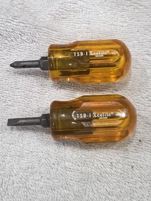 2 Qty Xcelite TSD-1 Phillips Straight Stubby Screwdriver Interchangeable USA - Image 1 of 4
