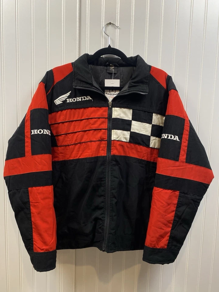 Chaqueta de Carreras Honda Años 90 De Colección Para Hombre Mediana Negra Roja Logo Ala Bordada Foto 1 de 4
