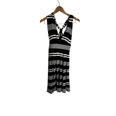 White House Black Market Dress Size 2 Black White Striped Halter - Image 1 of 4