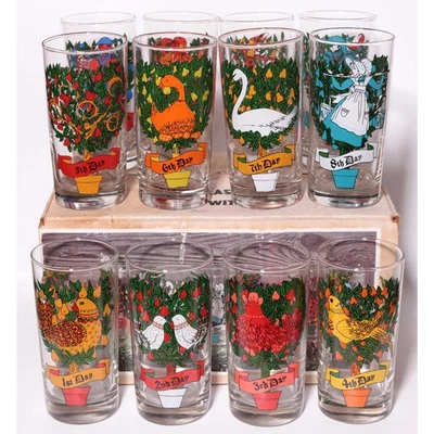 Juego de vajilla vintage de 12 días de Navidad años 70 vasos caja original Foto 1 de 4