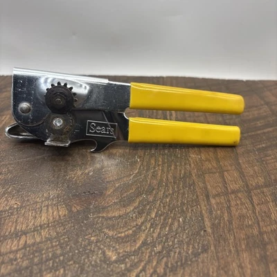 VTG Swing-A-Way Manual Hand-Held Can Opener Yellow Handles Swing Away(Sears) - Image 1 of 4