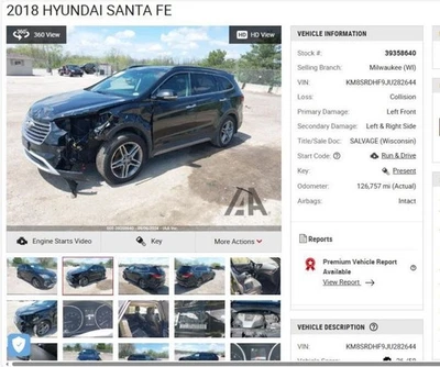 Automatic Transmission LWB 3.3L AWD Fits 15-19 SANTA FE 4284210 Foto 1 de 4