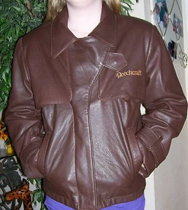 Beechcraft Perrone Aviation Apparel Brown Leather Pilot Flight Coat Jacket Sz 10 - Picture 1 of 12