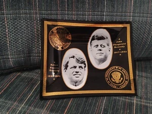 Vintage John F Kennedy and Robert Kennedy Memorial 5x4 glass Dish - History  - Picture 1 of 5