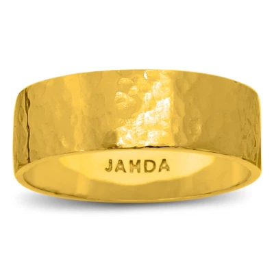 Solid 24K Yellow Gold Hammered Ring 7mm Size 3 – 12 Wide Gold Band - Image 1 of 4
