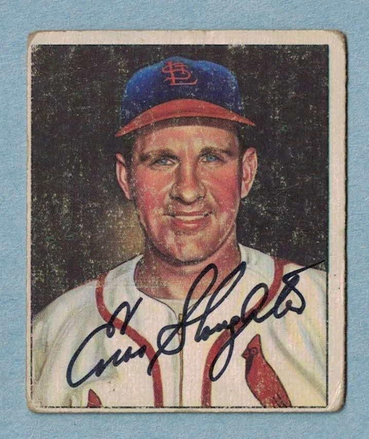 1950 Bowman #35 Enos Slaughter St. Louis Cardinals Signed Card - Image 1 of 1