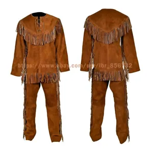 Fringe Suede Leather Shirt and Pants for Native American and Western Suit - Picture 1 of 15