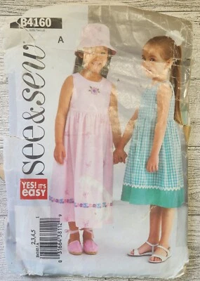 See & Sew (Butterick) B1460 Children's Dresses and Hat ~ size 2 - 5 - Image 1 of 3