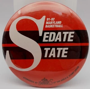 Vintage University Of Maryland Terrapins Basketball Pinback Button Sedate State - Bild 1 von 4