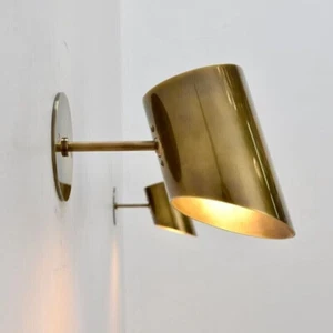 Mid Century pair Italian Style Wall Sconce Modern Brass Apparatus Lighting - Picture 1 of 7